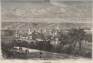 Cahors - Lot - Midi-Pirineos - grabado en 