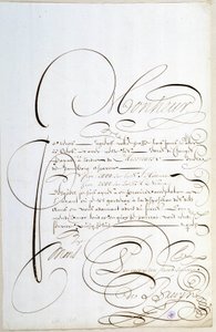 Caligrafía: Carta de cuentas caligrafiada alrededor de 1678 por François de Bruyn.