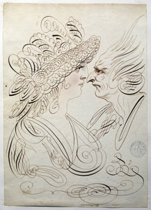Caligrafía: Retratos de perfil alrededor de 1780 por Bernard de París. de French School