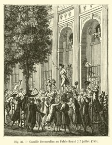 Camille Desmoulins en el Palais-Royal, 17 de julio de 1789 de French School