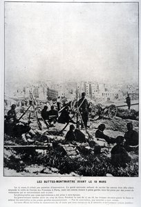 Cañones en las Buttes-Montmartre en la víspera del 18 de marzo de 1871 (foto en blanco y negro) de French School