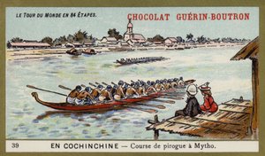 Carrera de canoas en Mytho, Cochinchina de French School