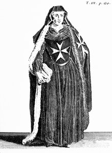 Canonesa de la Orden de San Juan de Jerusalén durante el período rodio, ilustración de 