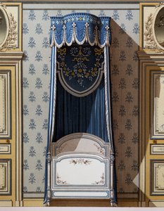 Cama con dosel, diseño decorativo para paredes de dormitorio de French School