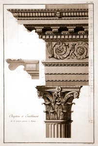 Capitel y entablamento, Maison Carrée, Nimes, Francia de French School