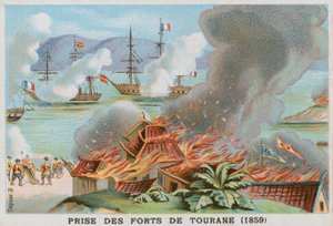 Captura de los fuertes de Tourane, 1859 de French School