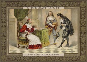 El cardenal Mazarino y Jean-Baptiste Colbert, estadistas franceses, siglo XVII