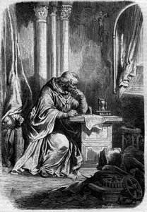 Cardenal amante de Papisa Juana (Papa de 855 a 858). Grabado en "Historia de los papas-reyes-reinas y emperadores a través de los siglos" por Maurice Lachatre de French School