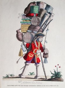 Caricatura de Henri Jacques Nompar de Caumont (1675-1726), 5º Duque de la Force, hecha por los 
