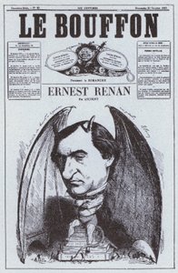 Caricatura del filósofo francés Ernest Renan de French School