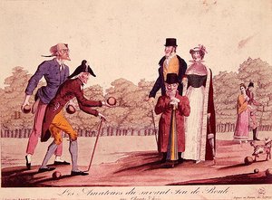 Caricatura del juego de bolos (Le Jeu de Boules), principios del siglo XIX de French School
