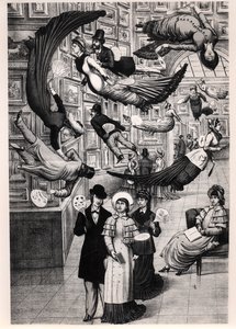 Caricatura de visitantes al Salón de París de 1880 de French School