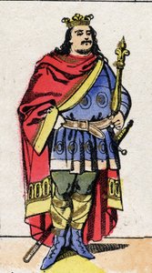 Dinastía Carolingia: Retrato de Carlos III el Gordo (839-888) Rey de los Francos de 881 a 887. Imagen de Épinal de finales del siglo XIX. Colección privada.