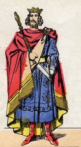 Dinastía carolingia: Retrato de Lotario (941-986), Rey de los Francos de 954 a 986. Imagen de Épinal de finales del siglo XIX. Colección privada