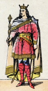 Dinastía carolingia: Retrato de Luis V llamado el Holgazán (967-987), rey de los Francos de 986 a 987. Imagen de Epinal de finales del siglo XIX. Colección privada.