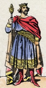 Dinastía carolingia: Retrato de Raúl de Francia (o Rodolfo, ca. 890-936) rey de los Francos de 923 a 936. Imágenes de Épinal finales del siglo XIX. Colección privada.