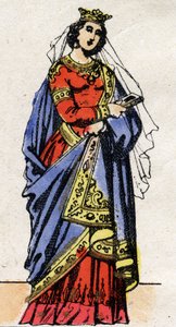 Dinastía carolingia: Retrato de Richarde de Suabia (841-ca. 896) Reina de los Francos esposa de Carlos III el Gordo (839-888). Imágenes de Épinal finales del siglo XIX. Colección privada. de French School