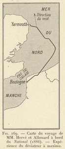 Mapa del viaje de MM Herve y Allouard a bordo del National (1886), Experiencia del desviador a máxima de French School
