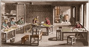 Fabricación de cartas de juego - “La Gran Enciclopedia, o Diccionario Razonado de las Ciencias, las Artes y los Oficios” por Denis Diderot (1713-1784) y Jean d
