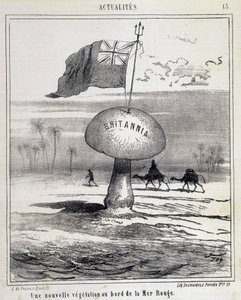 Caricatura: Nueva vegetación en el Mar Rojo (hongo británico colonizando Egipto) - 01/02/1868 de French School