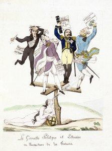 Caricatura sobre Napoleón Bonaparte. La veleta política y literaria donde pasa la fortuna de French School