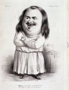 Caricatura de Honoré de Balzac (1799-1850) y monje - en “Charivari” del 12/10/1838 B.H.V.P. de French School