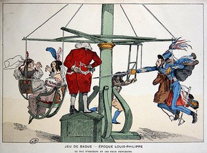 Caricatura que representa al Duque de Orleans y las dos princesas en la época de Luis Felipe