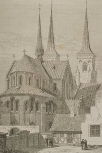 Catedral en la década de 1850, Roskilde, Dinamarca, de Le Tour du Monde, publicado en París, 1860s de French School