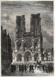 Catedral Notre-Dame de Laon (1150-1180), Aisne - Catedral de Laon - grabado de “L
