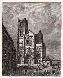 Catedral de San Esteban de Meaux - Sena y Marne - grabado en 