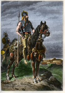 Cavalier Gaulois - Galos a caballo en el antiguo Imperio Romano - grabado de “L
