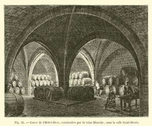 Bodegas del Hôtel-Dieu, construidas por la reina Blanca, bajo la sala Saint-Denis de French School
