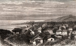 Cayena - Comuna en ultramar Guyana - grabado en “La France illustrée: geografía, historia, administración estadística” por V.A. Malt-Brown. 1884 de French School