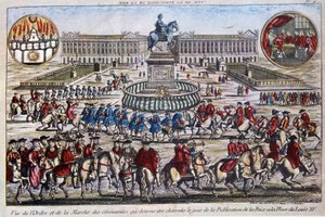 Ceremonia para la publicación de la Paz (fin de la Guerra de los Siete Años), Place Louis XV de French School