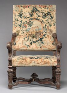 Silla, fabricante Fábrica de Savonnerie, antes de 1717 de French School