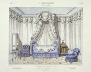Chambre de Jeune Fille, de Le Garde-Meuble, Pub. París, c.1890 (litografía en color) de French School
