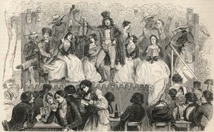 Champs-Elysees - Cantantes frente al café Morel - Grabado en “Tableau-de-Paris” por Edmond Texier 1852 de French School
