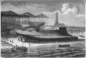 Astillero naval: el ariete acorazado "Sphinx", construido para el gobierno francés por los "Chantiers et ateliers de l