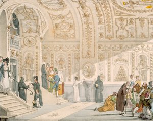 Capilla de los Muertos, grabado por Villain, pub. 1820 (grabado en color) de French School