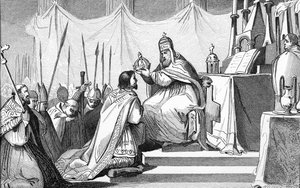 Carlomagno (742-814) coronado por el Papa León III (c.750-816) en San Pedro de Roma el 25 de diciembre de 800, de 