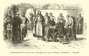 Carlomagno recibiendo informes en la asamblea general de French School
