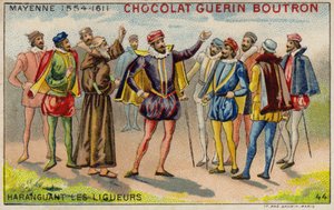 Carlos, duque de Mayenne, dirigiéndose a los miembros de la Liga Católica de French School