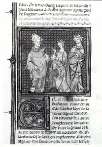 Carlos III el Simple con su esposa y su hijo, Luis IV, Grandes Crónicas de Francia, 1375-79 de French School