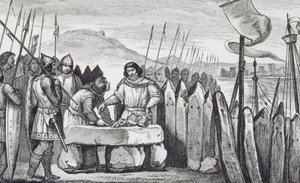 Carlos III el Gordo (839-88) paga a los invasores vikingos en 886, de 