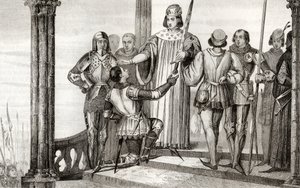 Carlos V (1358-80) el Sabio entrega su espada a Duguesdin, de 