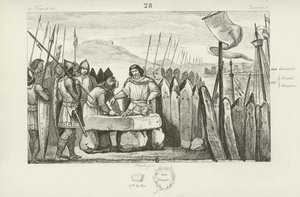 Carlos el Gordo paga a los vikingos 700 piezas de plata para que abandonen el asedio de París, 886 de French School