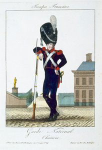 Cazador de la Guardia Nacional, de Troupes Francaises, pub. chez Basset, París, c.1790 de French School