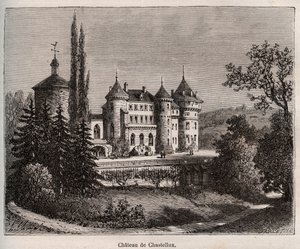 Chateau de Chastellux - Chastellux sur cure, Borgoña - grabado en 