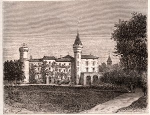 Chateau de Lamartine - 71520 Saint Point - grabado en “La France illustrée: géographie, histoire, administration statistique” por V.A. Malt-Brown. 1884 de French School