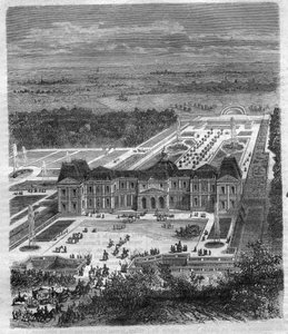 Chateau de Vaux Le Visomte (Vaux-Le-Vicomte) por Nicolas Fouquet (1615-1680), Vizconde de Melun y de Vaux Superintendente de Finanzas de Luis XIV. Grabado en "Histoire des Papes-Rois-Queen and Empereurs a travers les centuries" por Maurice Lachatre de French School
